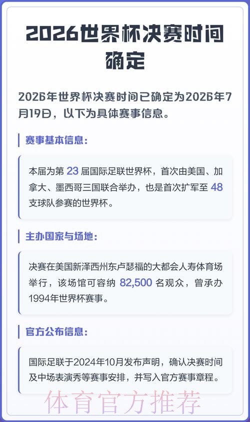 揭秘2026世界杯决赛开赛时间！